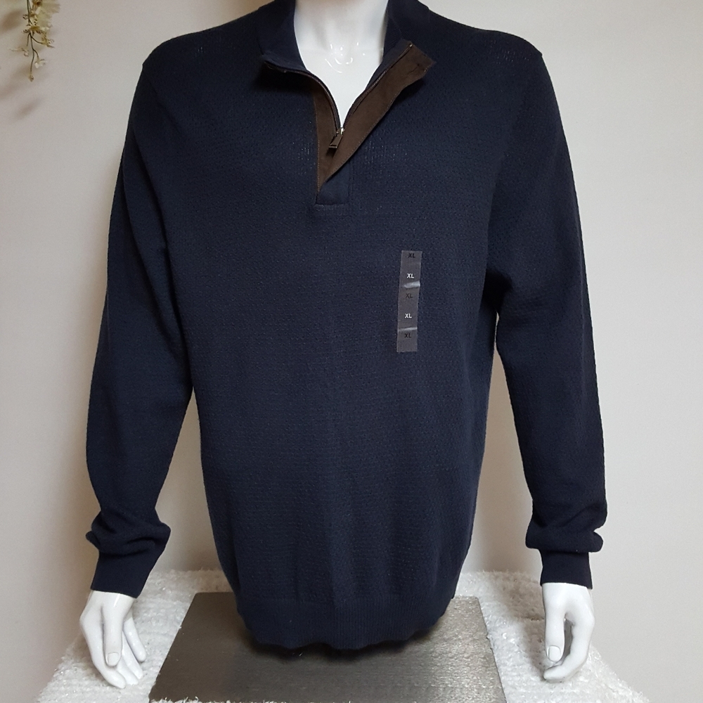 NWT Tassso Elba mens textured quarter zip pullover sweater